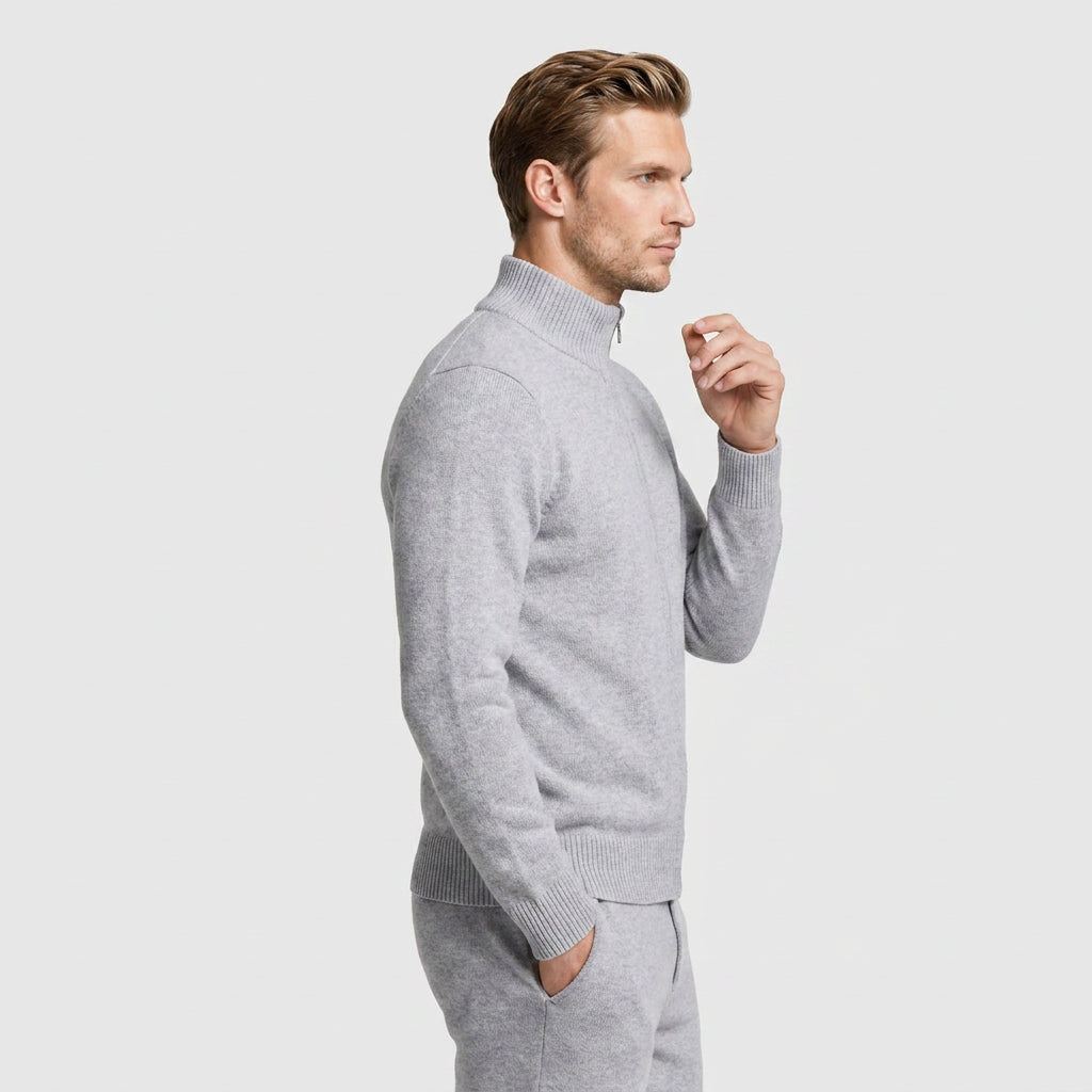 Zip-Up Cotton Cardigan Regular Fit for Men