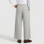 Wide Leg Pleated Trousers with Tie Waist for Men