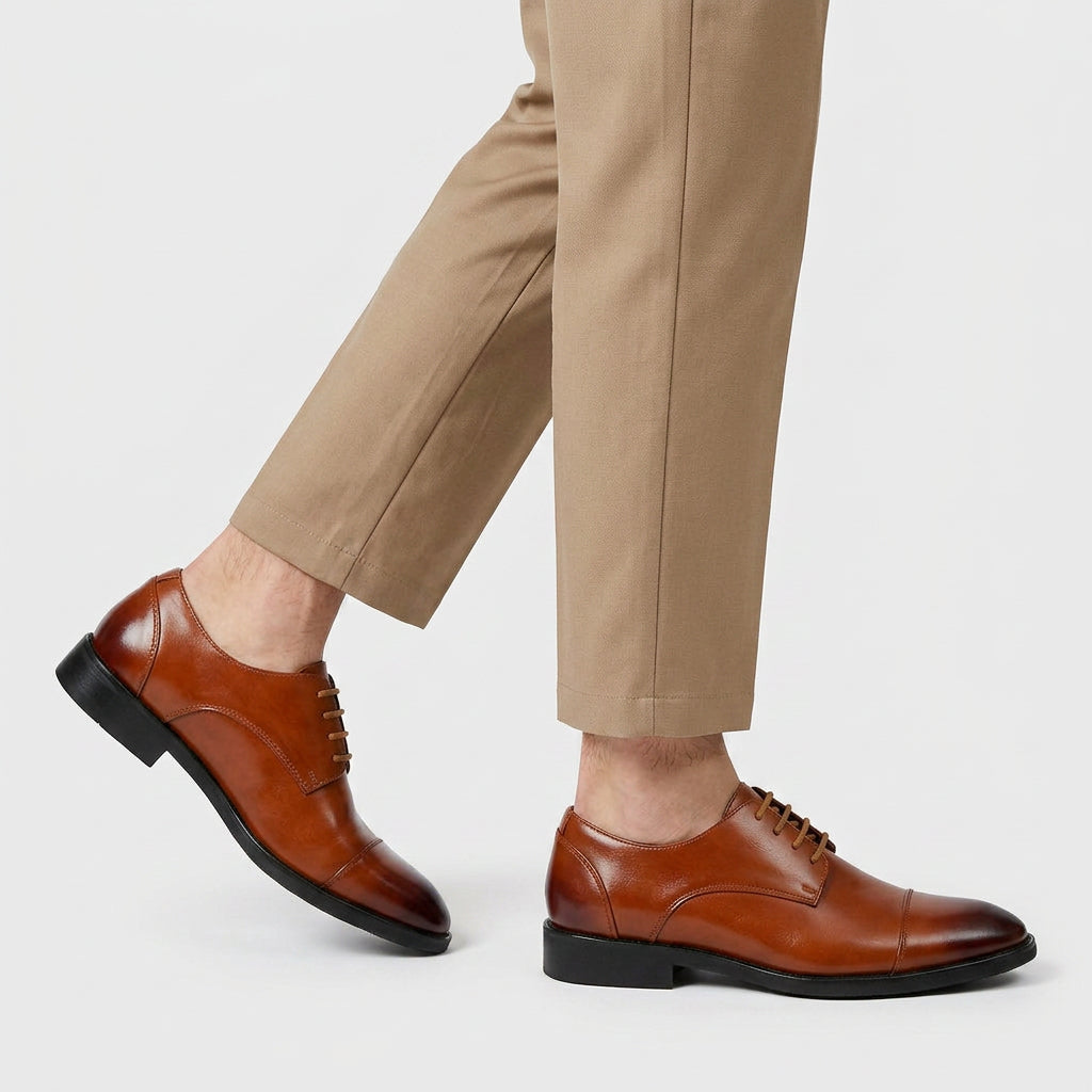Cap Toe Derby Lace-Up Dress Shoe for Men