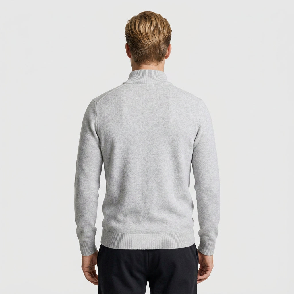 Quarter Zip Knit Sweater Ribbed Cuffs And Hem for Men