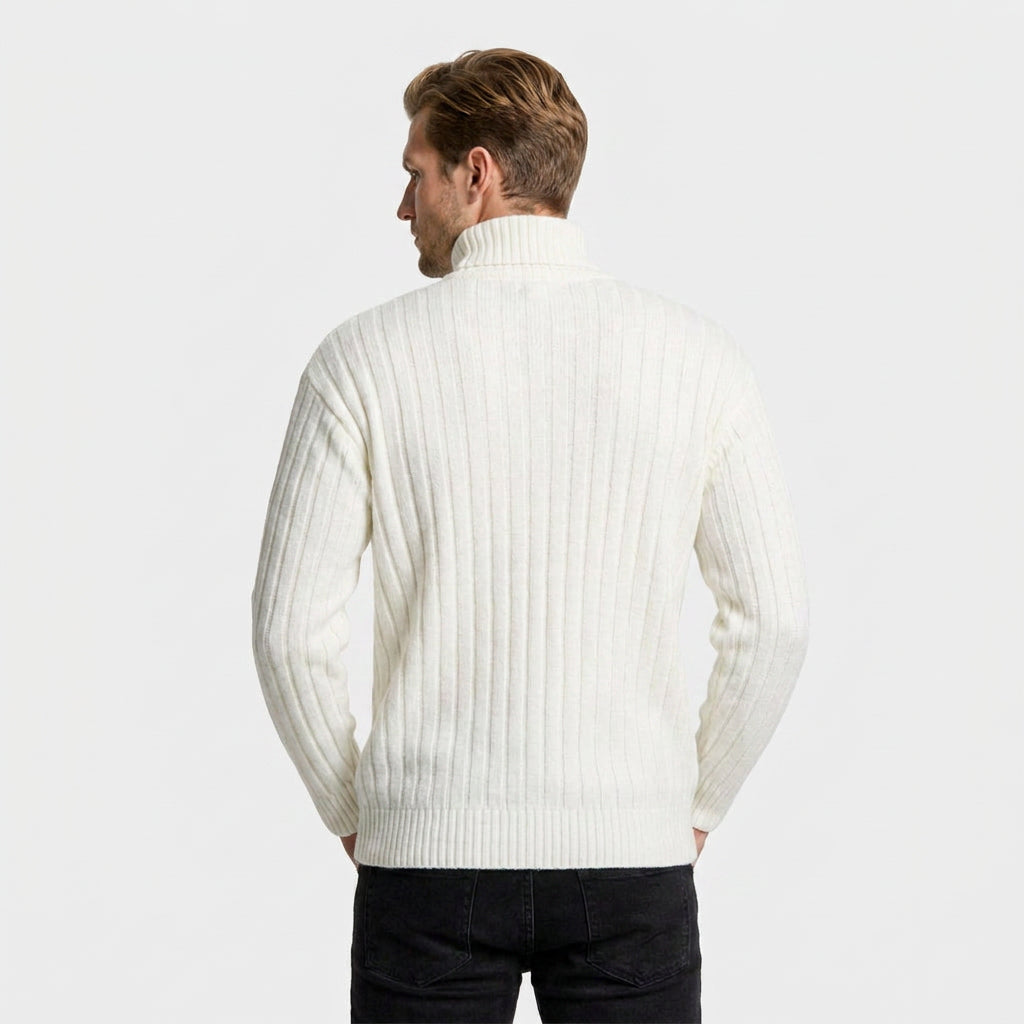 Ribbed Knit Turtleneck Sweater Regular Fit for Men