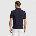 Ribbed Knit Polo Chest Pocket Three Button for Men