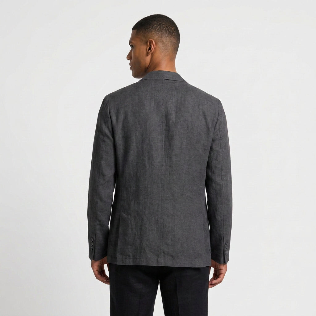 Linen Blazer Notch Lapel Patch Pockets for Men