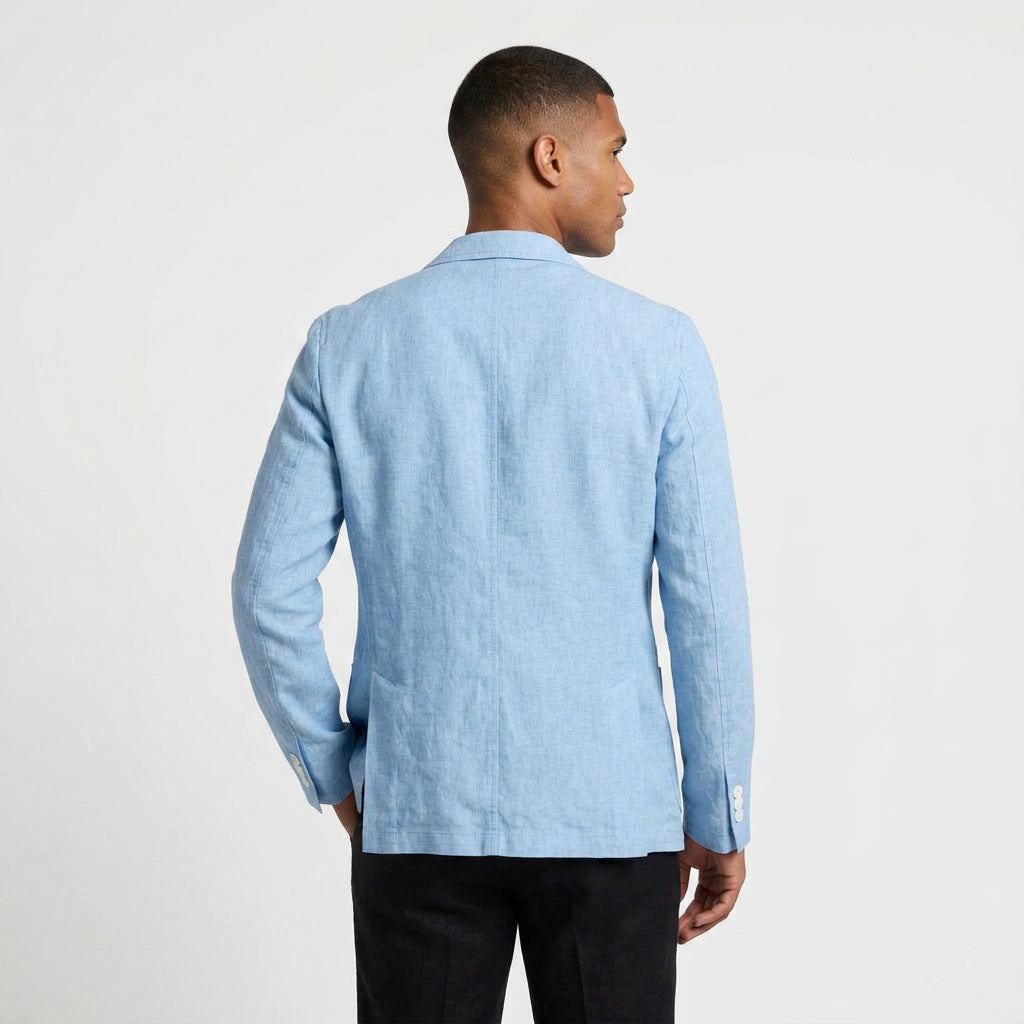 Linen Blazer Notch Lapel Patch Pockets for Men