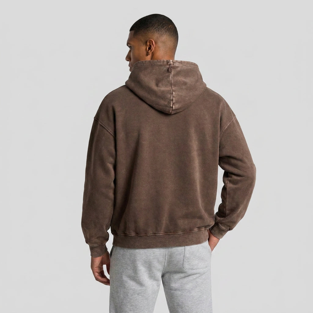 Washed Cotton Blend Hoodie Relaxed Fit for Men