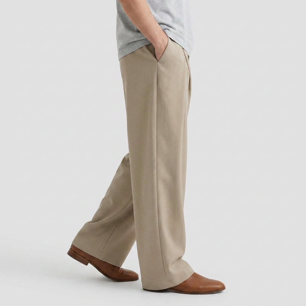 Deep Pleat Wide Leg Trousers for Men
