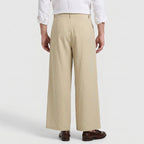 Wide Leg Pleated Trousers with Tie Waist for Men