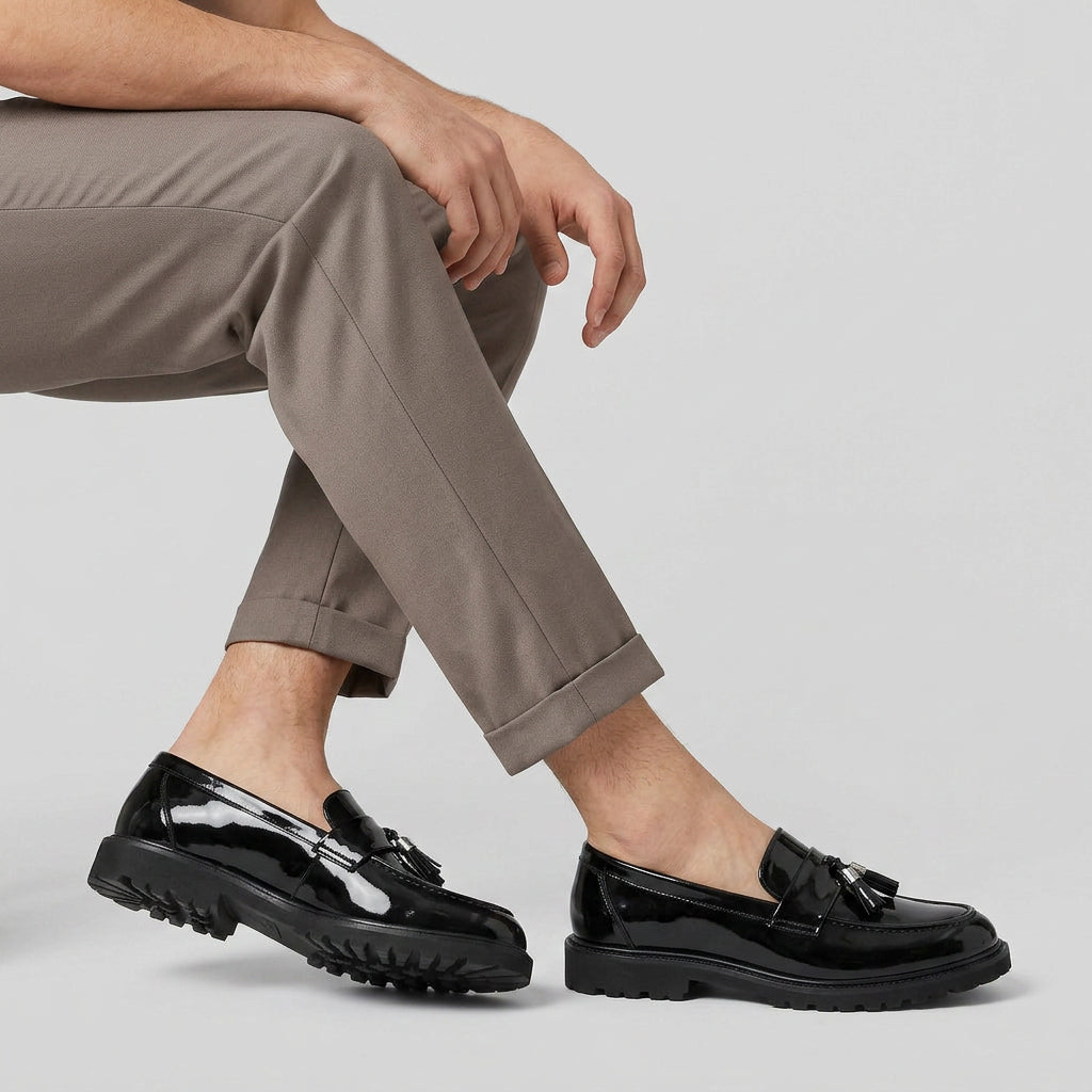 Patent Tassel Loafer Chunky Lug Sole for Men
