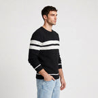 Striped Crewneck Pullover Sweater Slim Fit for Men