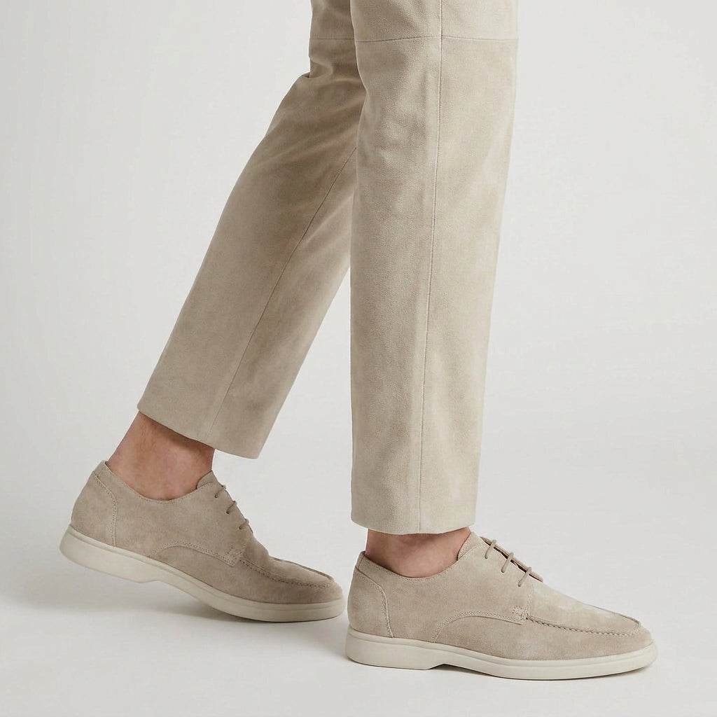 Suede Derby Shoes with Contrast Sole for Men