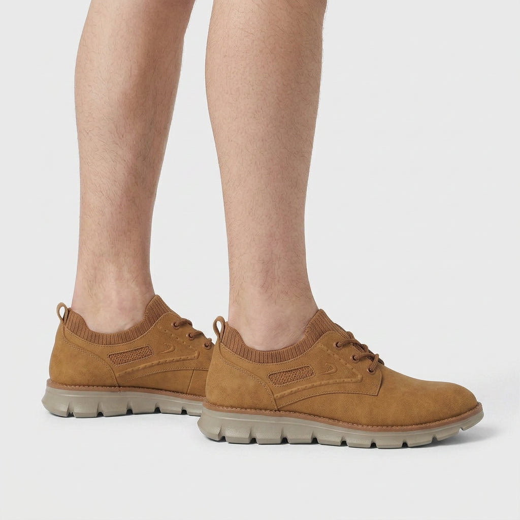 Suede Lace-Up Shoe Knit Upper Flex Sole for Men
