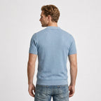 Textured Knit Polo Open Collar Short Sleeve for Men