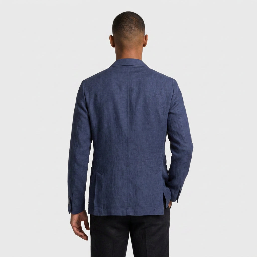 Linen Blazer Notch Lapel Patch Pockets for Men