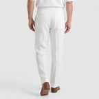 Tapered Leg Pleated Linen Trousers for Men
