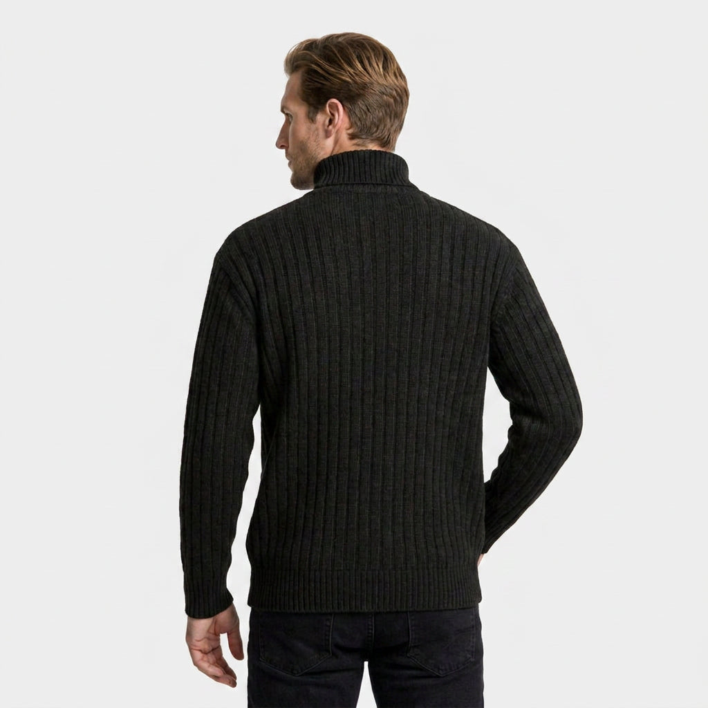 Ribbed Knit Turtleneck Sweater Regular Fit for Men