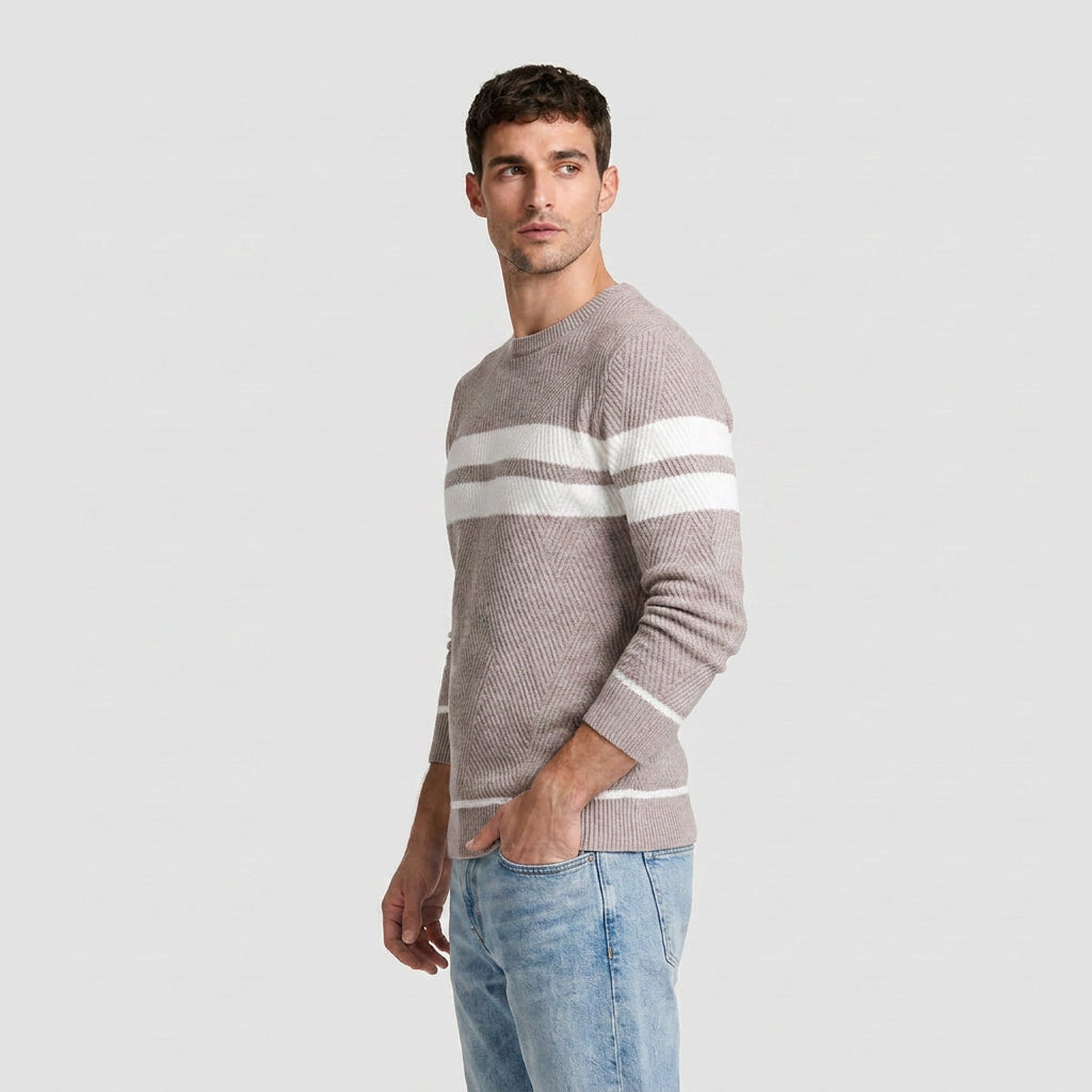 Striped Crewneck Pullover Sweater Slim Fit for Men