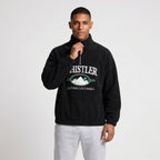 Fleece Half-Zip Pullover Embroidered Relaxed Fit for Men