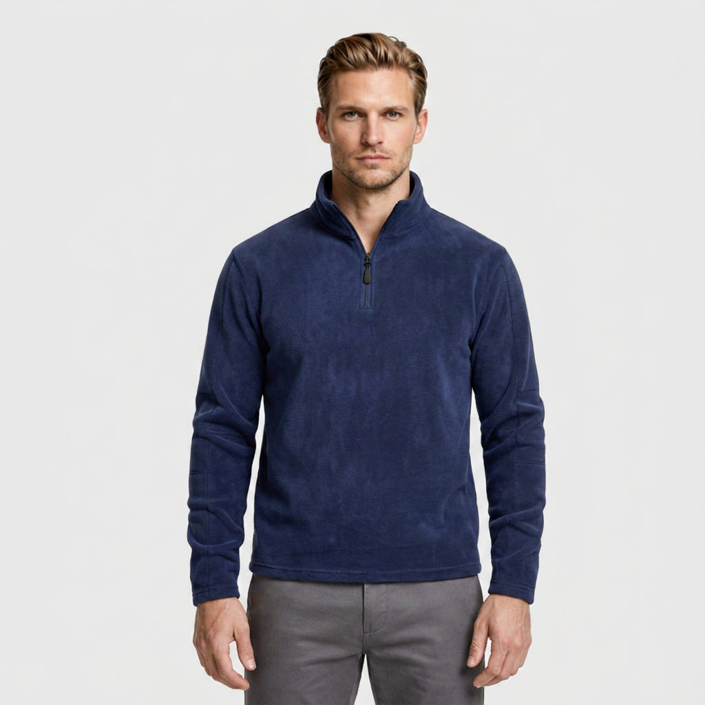Fleece Half-Zip Sweatshirt High Collar Regular Fit for Men