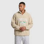 Fleece Half-Zip Pullover Embroidered Relaxed Fit for Men