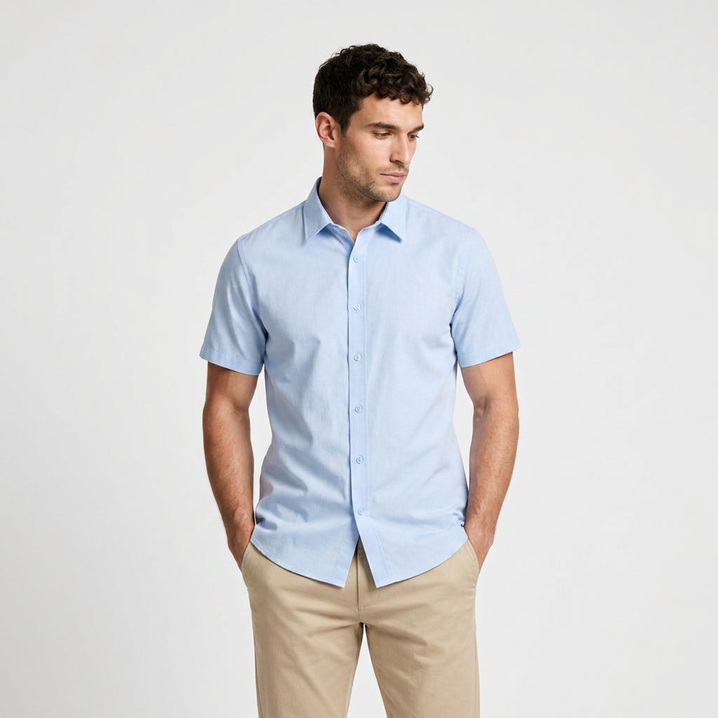 Short Sleeve Button-Up Shirt Slim Fit for Men