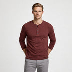Long Sleeve Henley Slub Jersey for Men