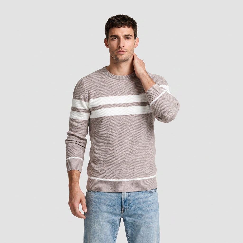 Striped Crewneck Pullover Sweater Slim Fit for Men