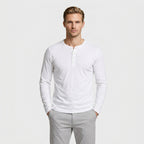 Long Sleeve Henley Slub Jersey for Men