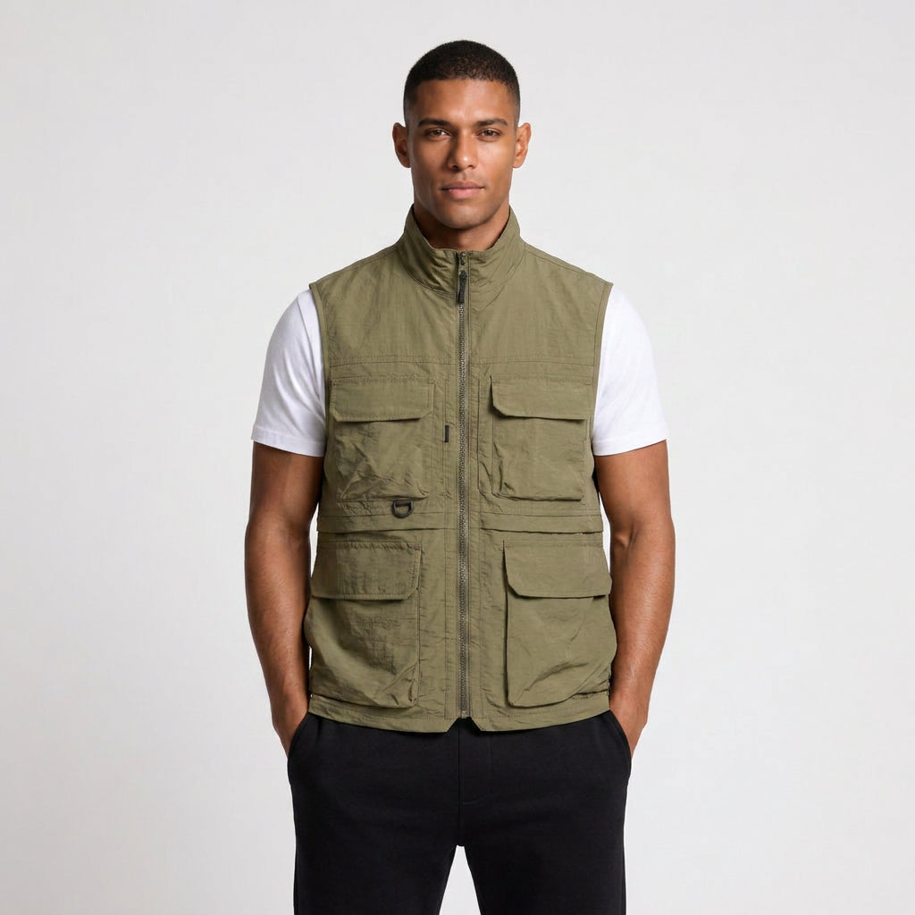 Utility Vest Multi-Pocket Full Zip for Men