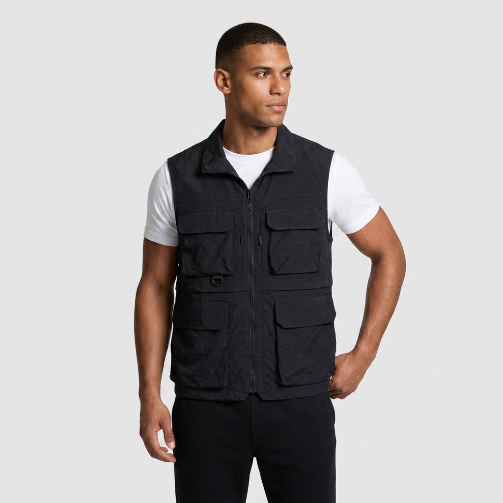 Utility Vest Multi-Pocket Full Zip for Men