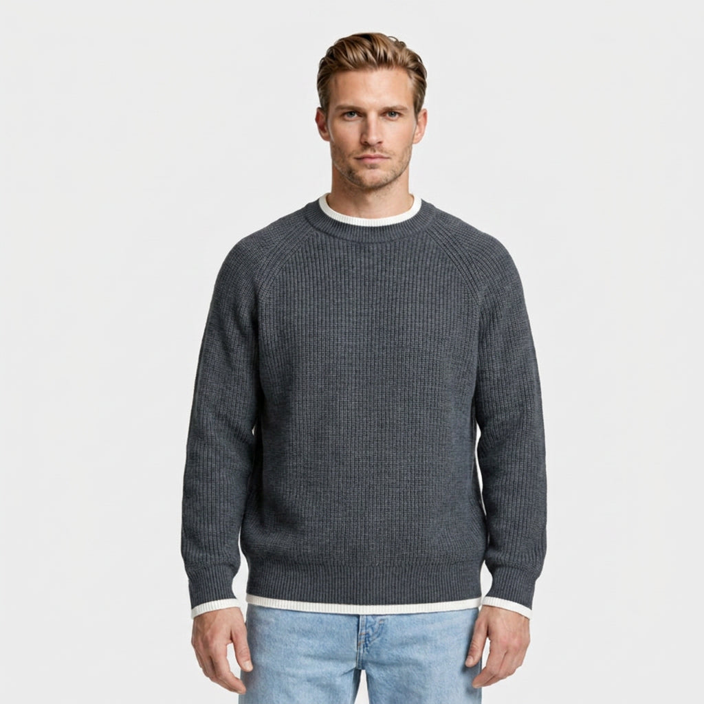 Mock Neck Ribbed Knit Sweater Regular Fit for Men