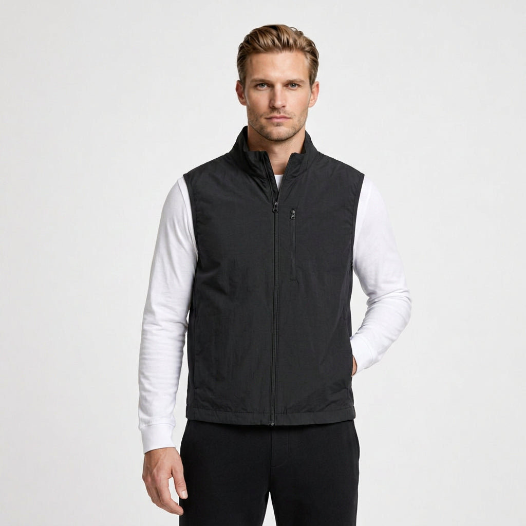 Lightweight Zip Vest Stand Collar Minimal for Men