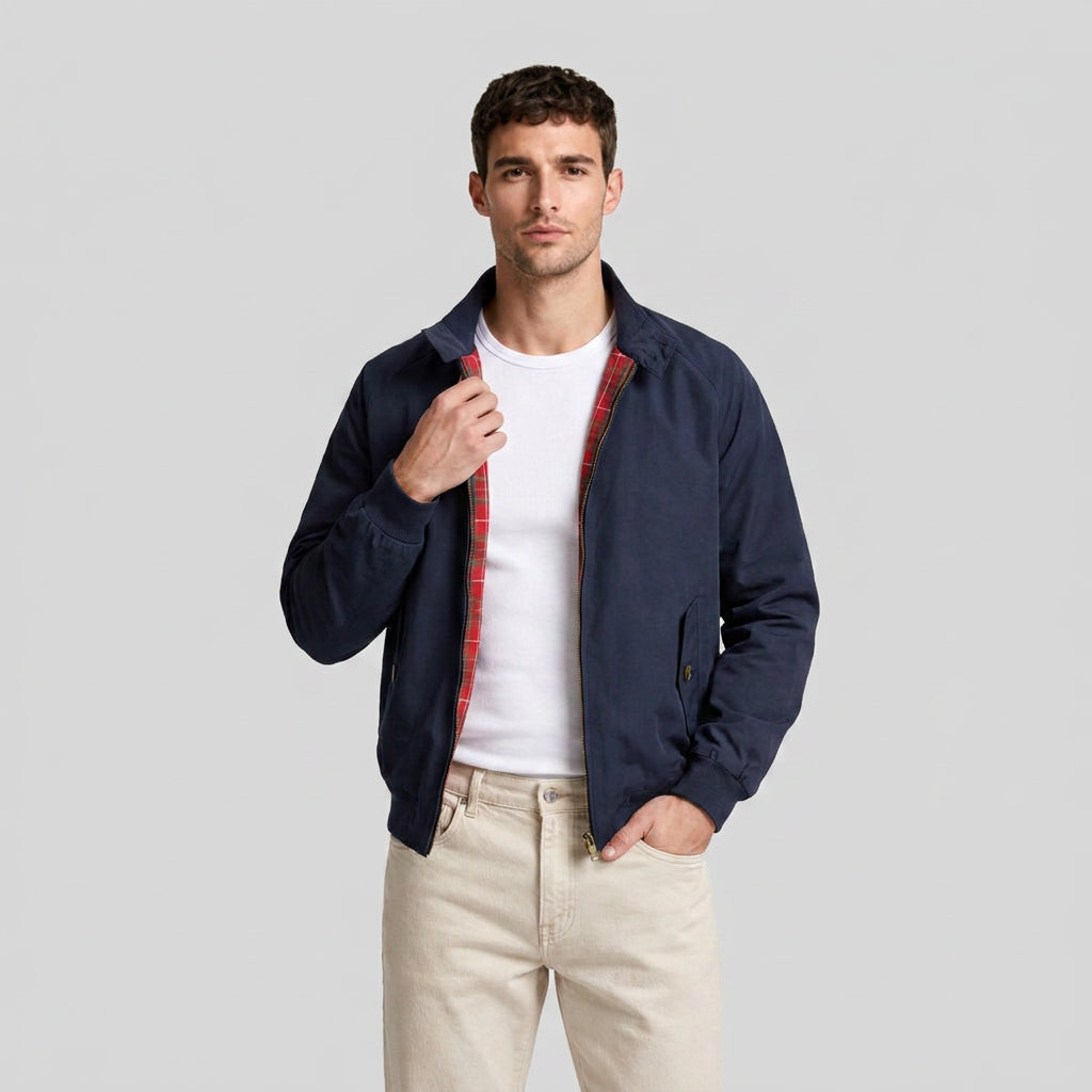 Harrington Jacket with Tartan Lining for Men