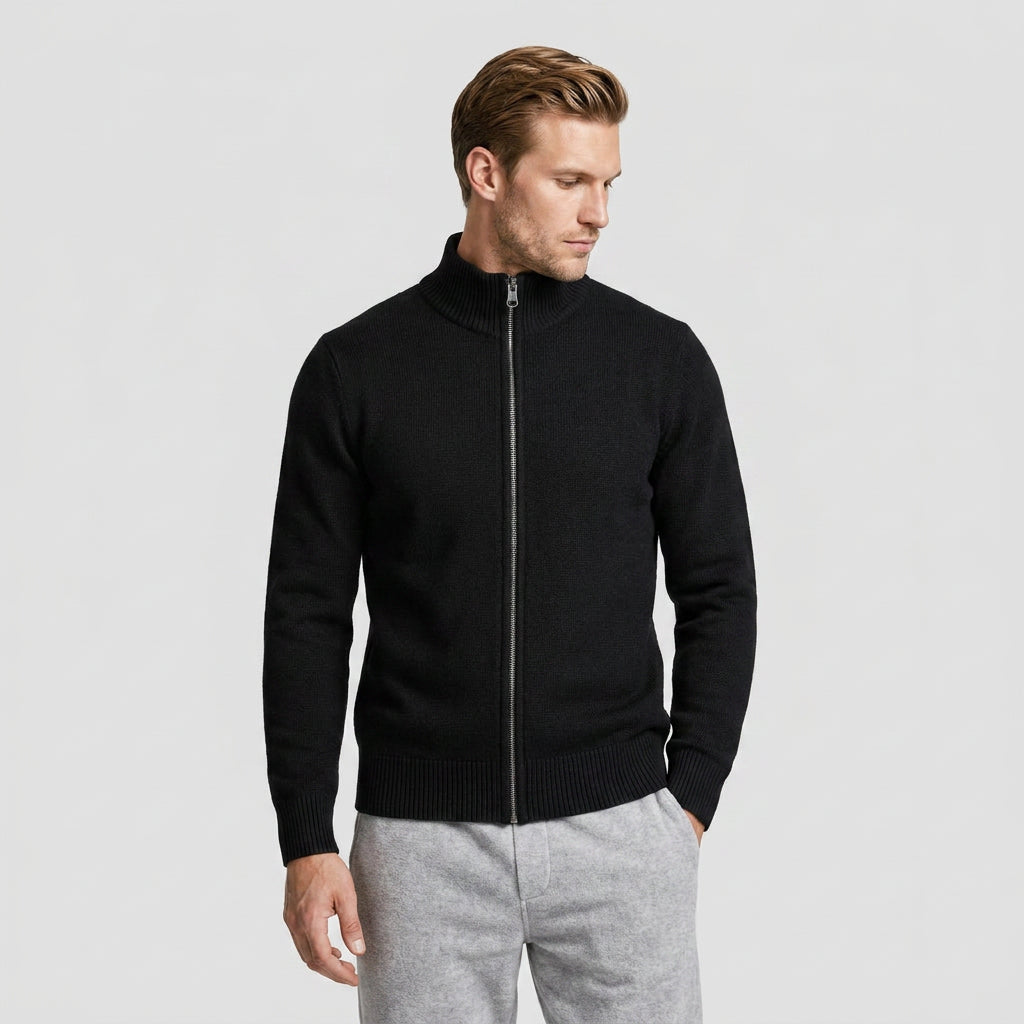 Zip-Up Cotton Cardigan Regular Fit for Men