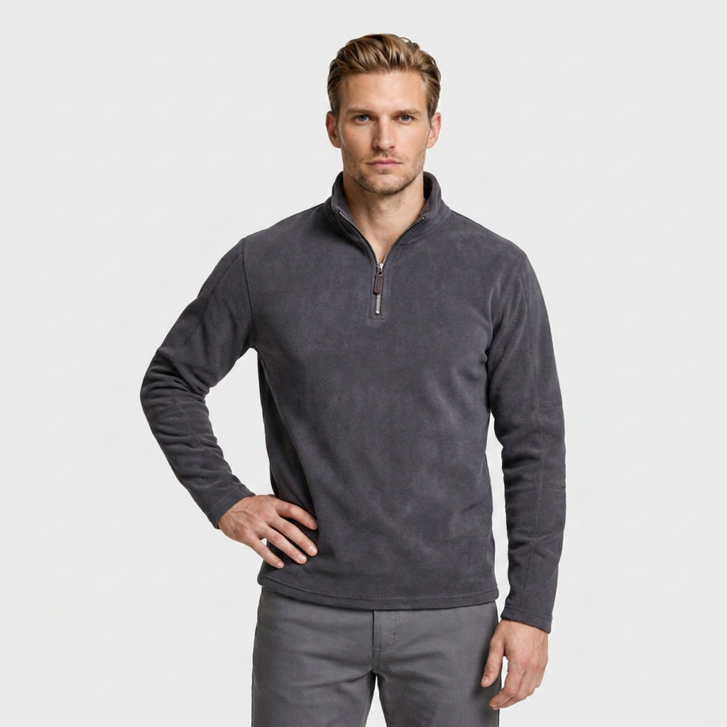 Fleece Half-Zip Sweatshirt High Collar Regular Fit for Men