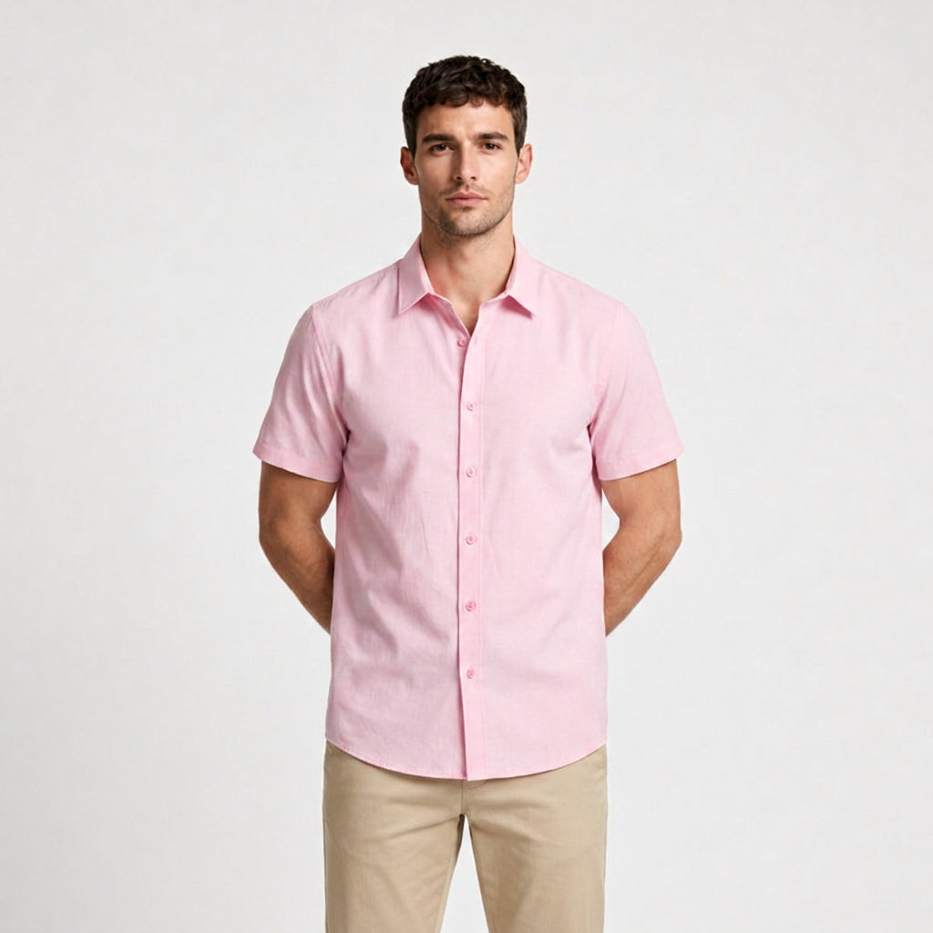 Short Sleeve Button-Up Shirt Slim Fit for Men