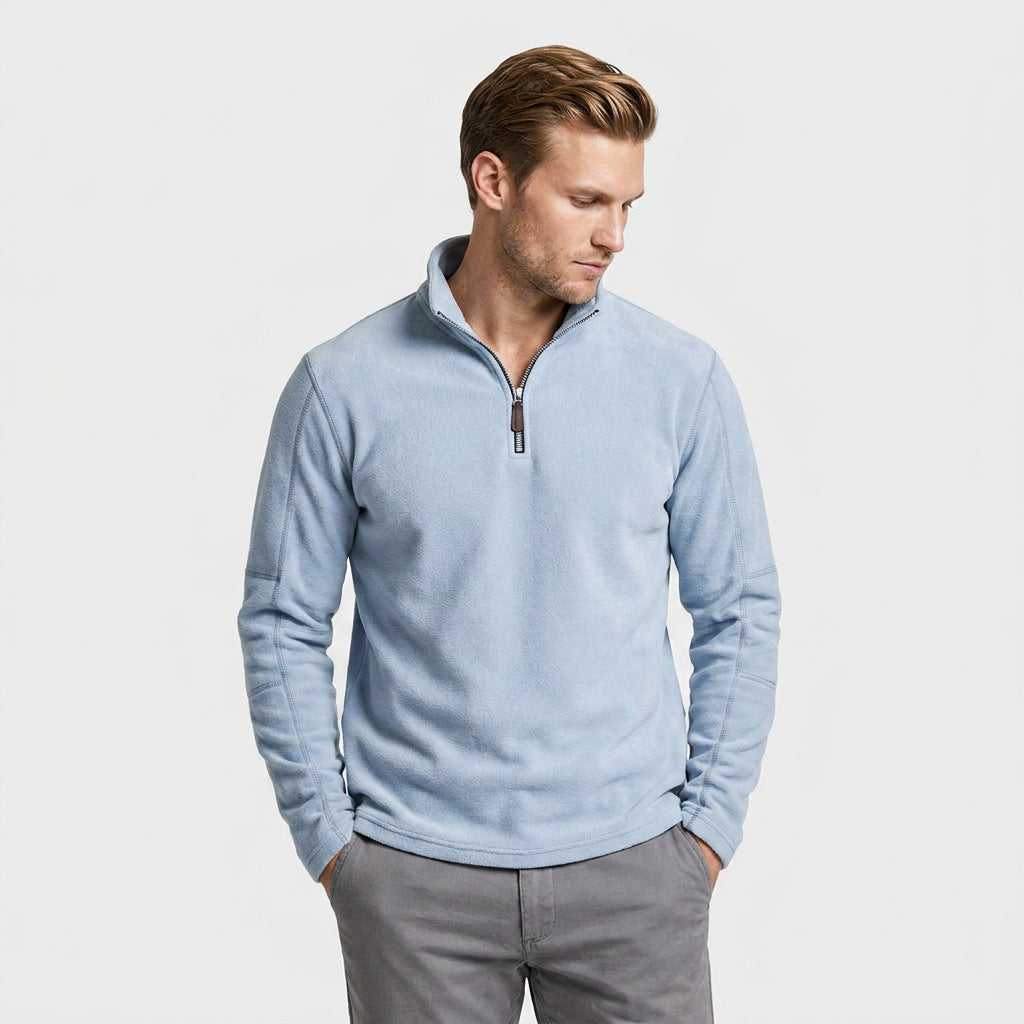 Fleece Half-Zip Sweatshirt High Collar Regular Fit for Men