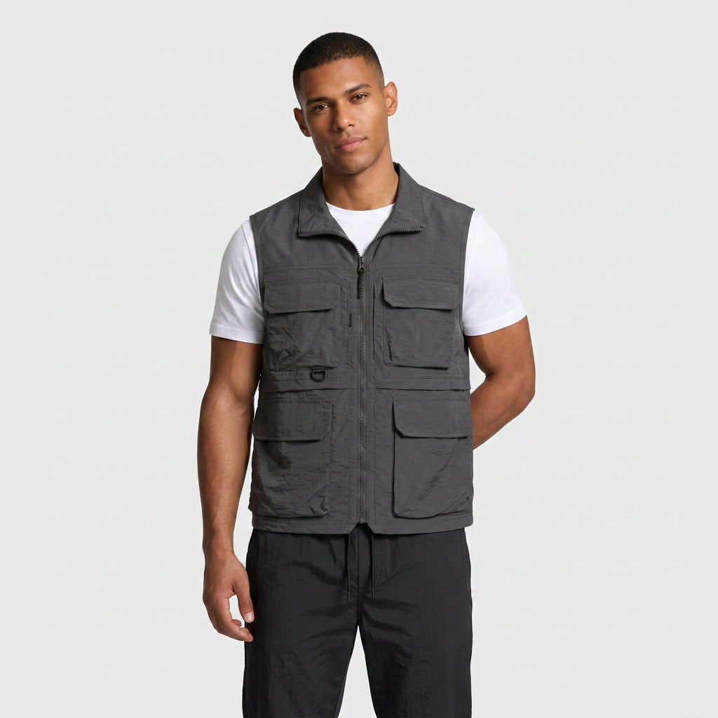 Utility Vest Multi-Pocket Full Zip for Men
