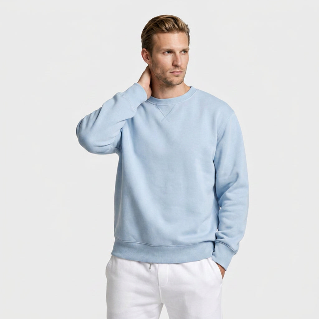 Crew Neck Cotton Blend Sweatshirt Regular Fit for Men