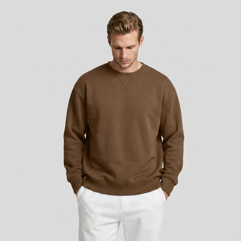 Crew Neck Cotton Blend Sweatshirt Regular Fit for Men
