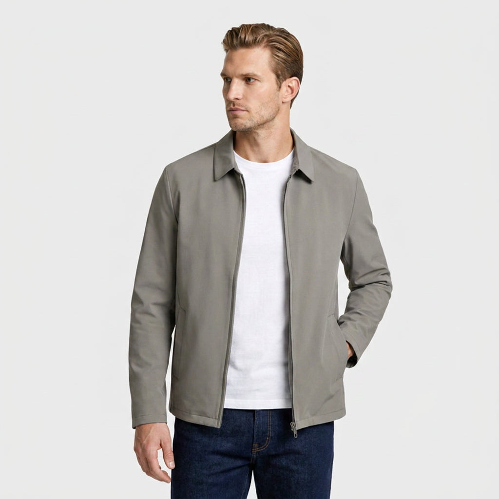 Full-Zip Bomber Jacket Shirt Collar Regular Fit for Men
