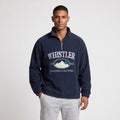 Fleece Half-Zip Pullover Embroidered Relaxed Fit for Men