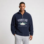 Fleece Half-Zip Pullover Embroidered Relaxed Fit for Men