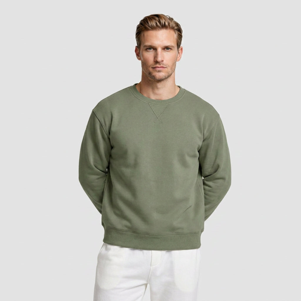 Crew Neck Cotton Blend Sweatshirt Regular Fit for Men