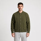 Wool Blend Bomber Cardigan Patch Pockets Button Front for Men