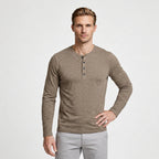 Long Sleeve Henley Slub Jersey for Men