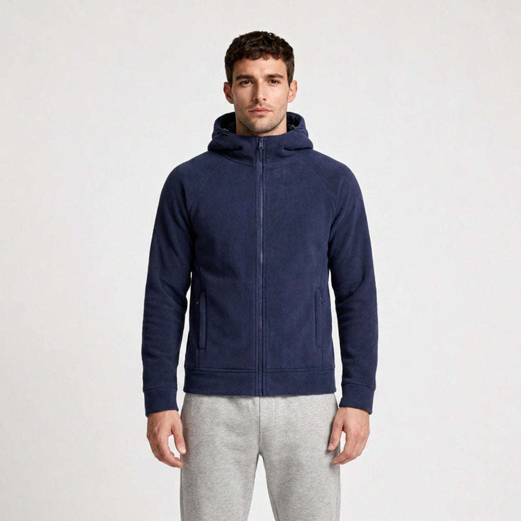 Fleece Full-Zip Hoodie Plush Lined Relaxed Fit for Men