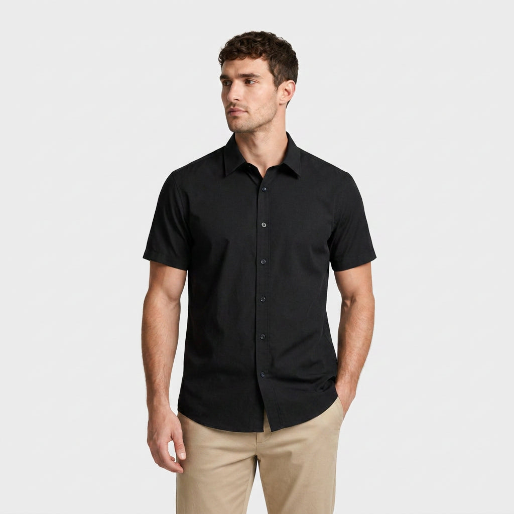 Short Sleeve Button-Up Shirt Slim Fit for Men