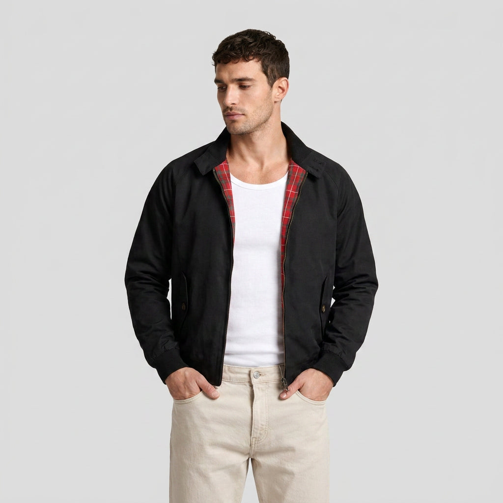Harrington Jacket with Tartan Lining for Men