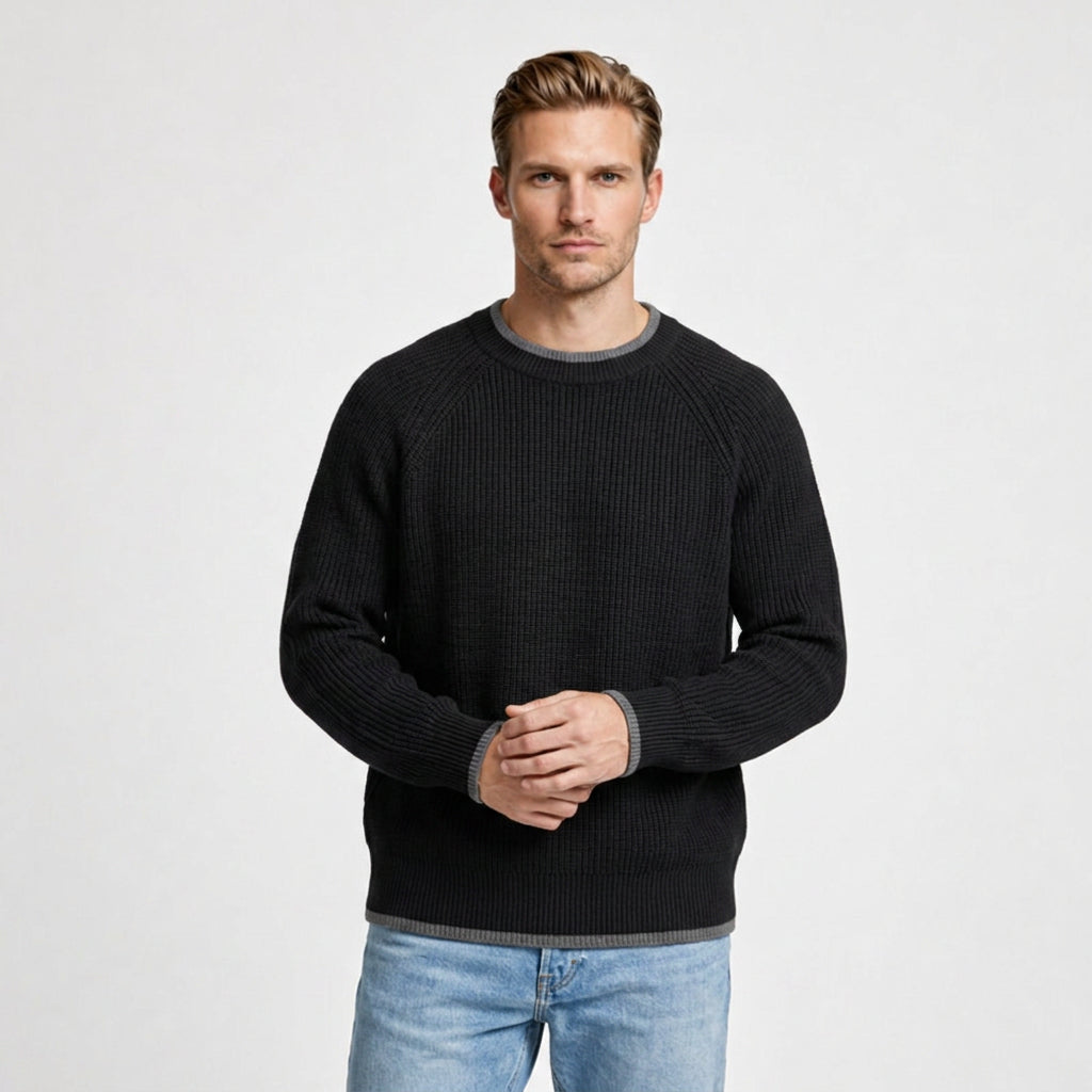 Mock Neck Ribbed Knit Sweater Regular Fit for Men