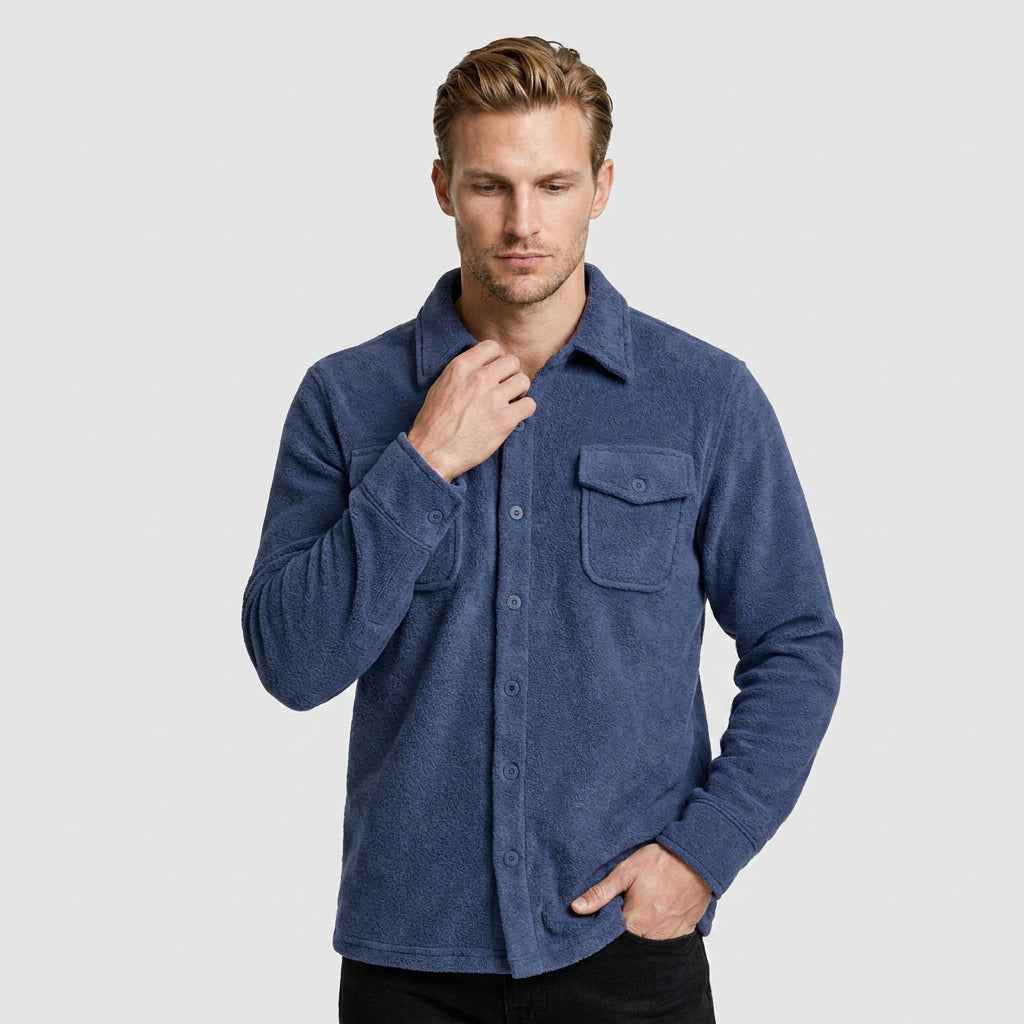 Button-Front Fleece Overshirt for Men